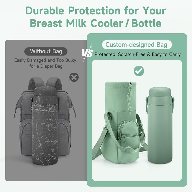 HavenMinds Portable Travel Bag for Breast Milk Cooler, Fits Milk Cooler & Portable BreastMilk Chiller, Leakproof,Insulated & Scratch-Resistant Bottle Carrier with Shoulder Strap & Extra Storage - Image 4